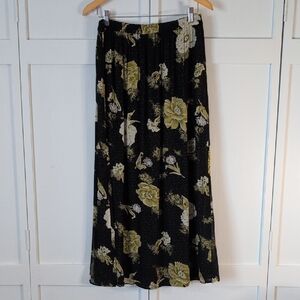 J Marco Floral Black and Green Reversible Women's Maxi Skirt Size Medium